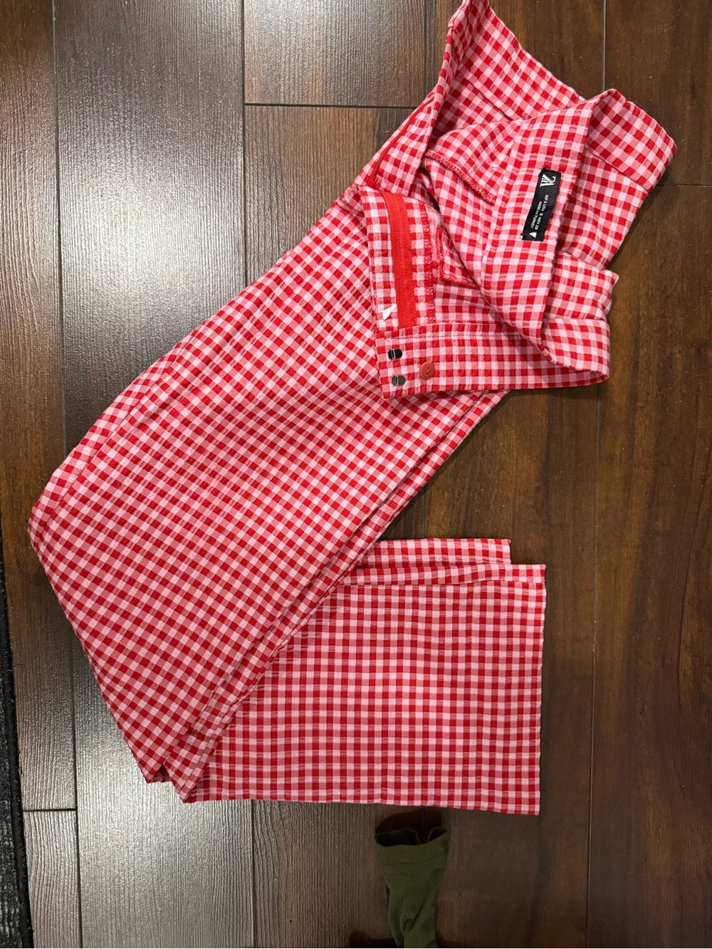 Zara Red and White Gingham Trousers